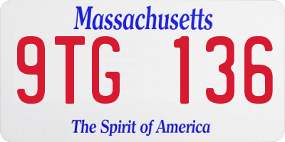 MA license plate 9TG136