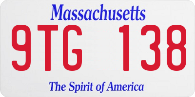 MA license plate 9TG138