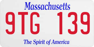 MA license plate 9TG139