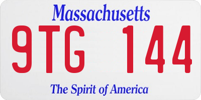 MA license plate 9TG144