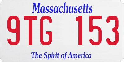 MA license plate 9TG153