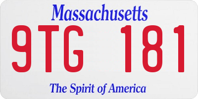 MA license plate 9TG181