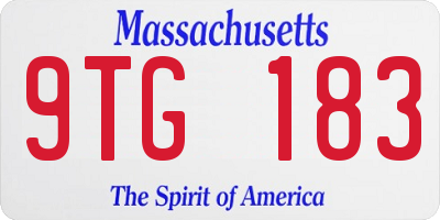 MA license plate 9TG183