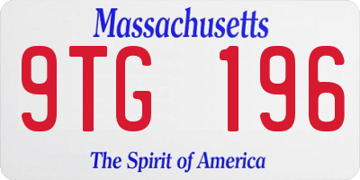 MA license plate 9TG196