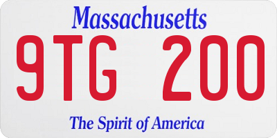MA license plate 9TG200