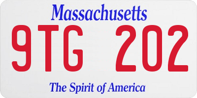 MA license plate 9TG202
