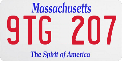 MA license plate 9TG207