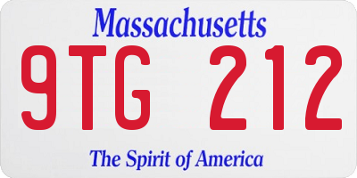 MA license plate 9TG212