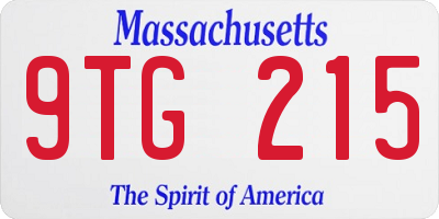 MA license plate 9TG215