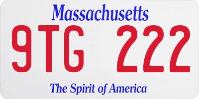 MA license plate 9TG222