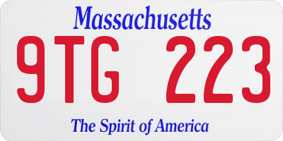 MA license plate 9TG223