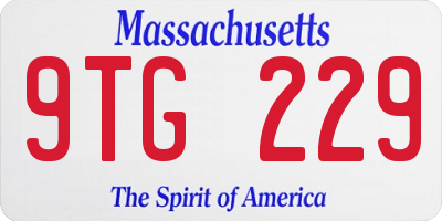 MA license plate 9TG229