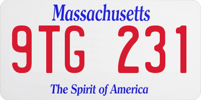 MA license plate 9TG231