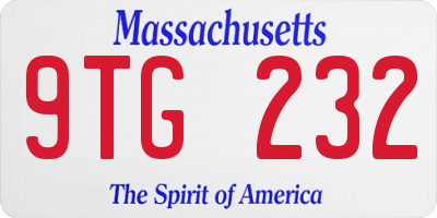 MA license plate 9TG232