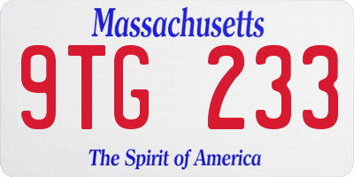 MA license plate 9TG233