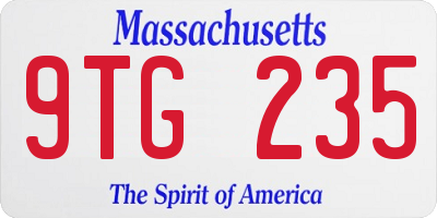 MA license plate 9TG235
