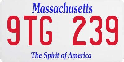MA license plate 9TG239