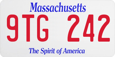 MA license plate 9TG242