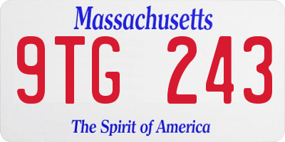 MA license plate 9TG243