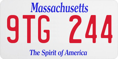 MA license plate 9TG244