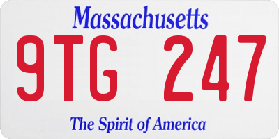 MA license plate 9TG247