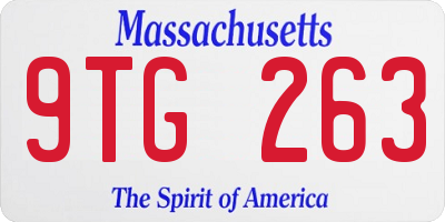 MA license plate 9TG263