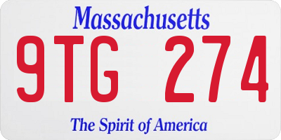 MA license plate 9TG274