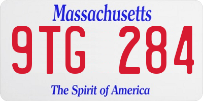 MA license plate 9TG284