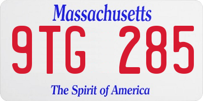 MA license plate 9TG285