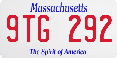 MA license plate 9TG292