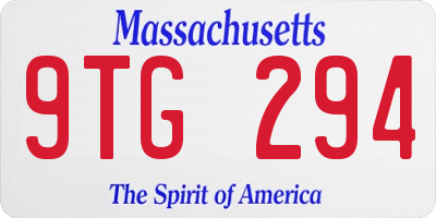 MA license plate 9TG294