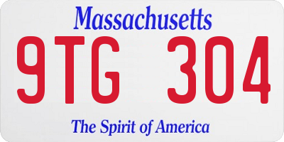 MA license plate 9TG304