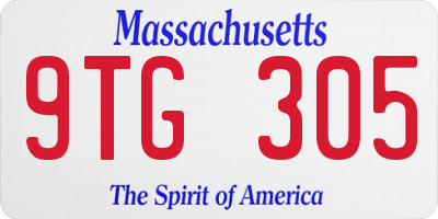 MA license plate 9TG305
