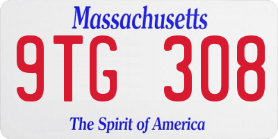 MA license plate 9TG308