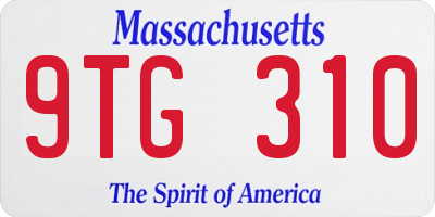 MA license plate 9TG310