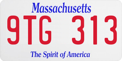 MA license plate 9TG313