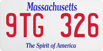 MA license plate 9TG326