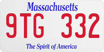 MA license plate 9TG332