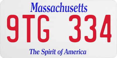 MA license plate 9TG334