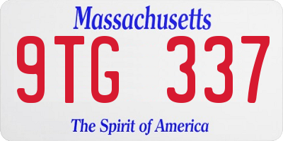 MA license plate 9TG337