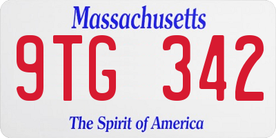 MA license plate 9TG342