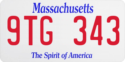 MA license plate 9TG343
