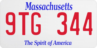 MA license plate 9TG344