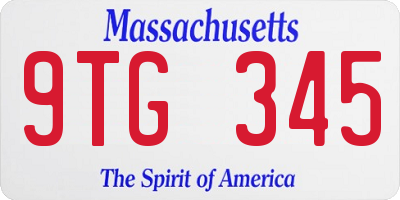 MA license plate 9TG345