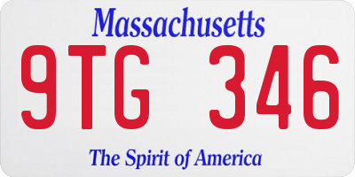 MA license plate 9TG346
