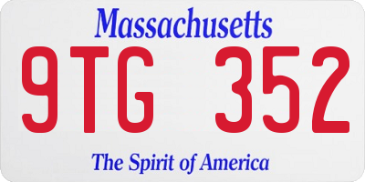 MA license plate 9TG352