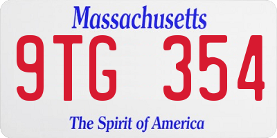 MA license plate 9TG354