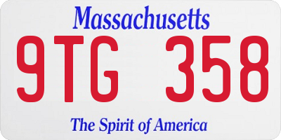 MA license plate 9TG358