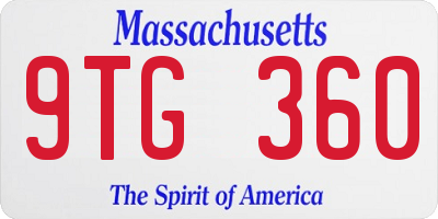 MA license plate 9TG360