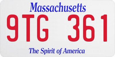 MA license plate 9TG361